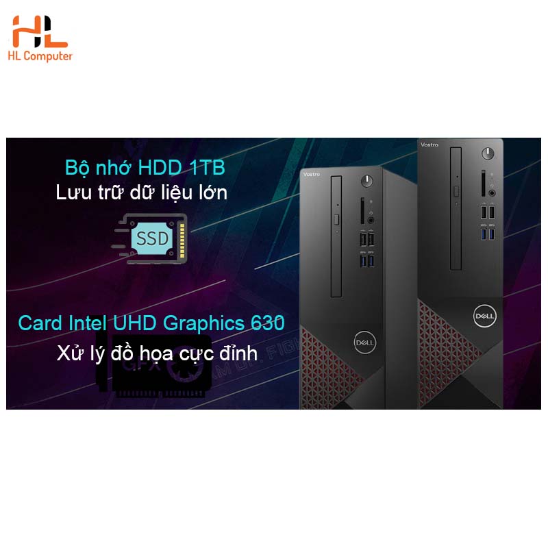 Máy tính để bàn Dell Vostro 3681 (70226495), Intel Core i5-10400(2.90 GHz,12 MB), 4GB RAM, 1TB HDD, WL+BT, Mouse, Keyboard, Win 10 Home, McAfeeMDS, 1Yr